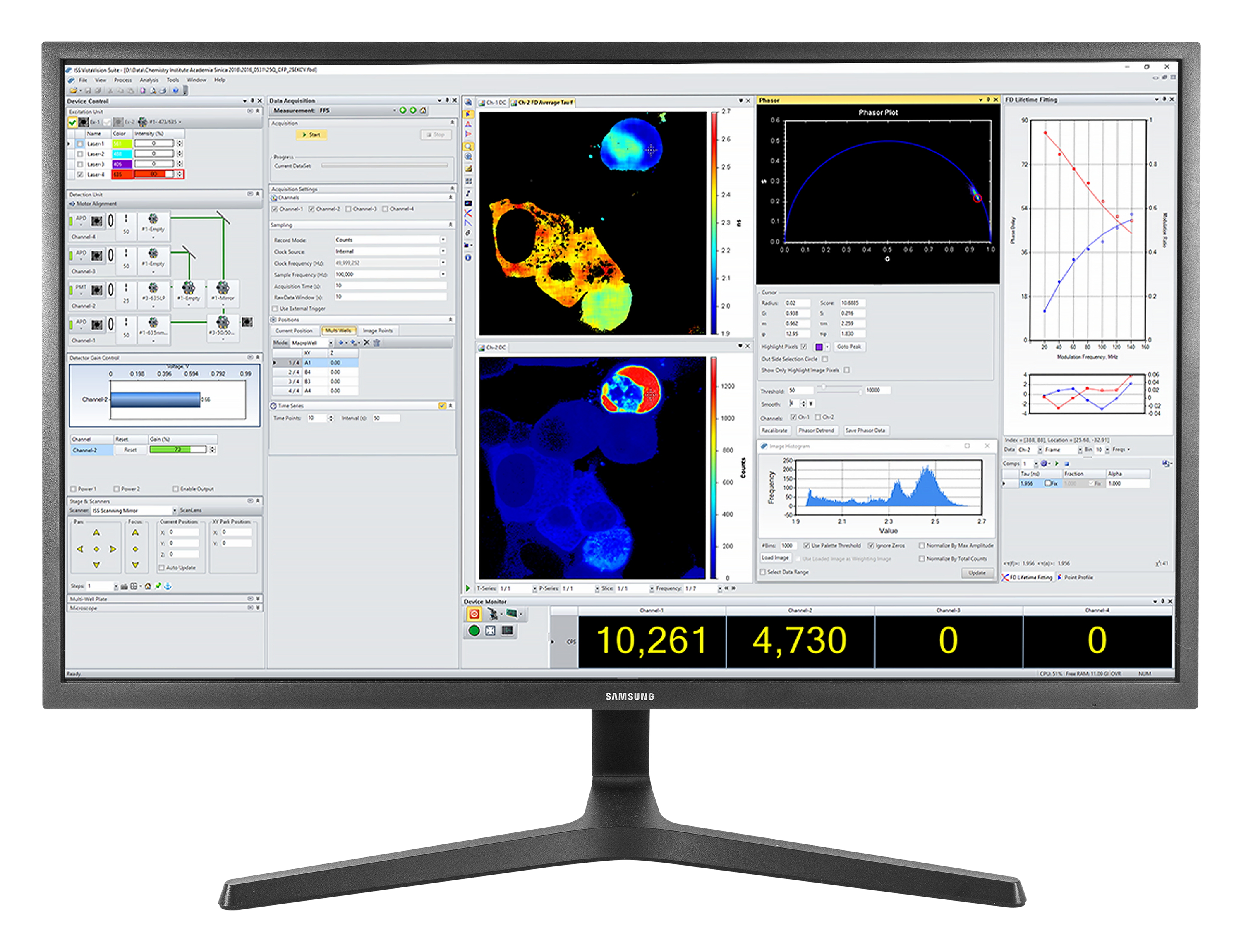 Screenshot of VistaVision working on the PL1 Photoluminescence Microscope