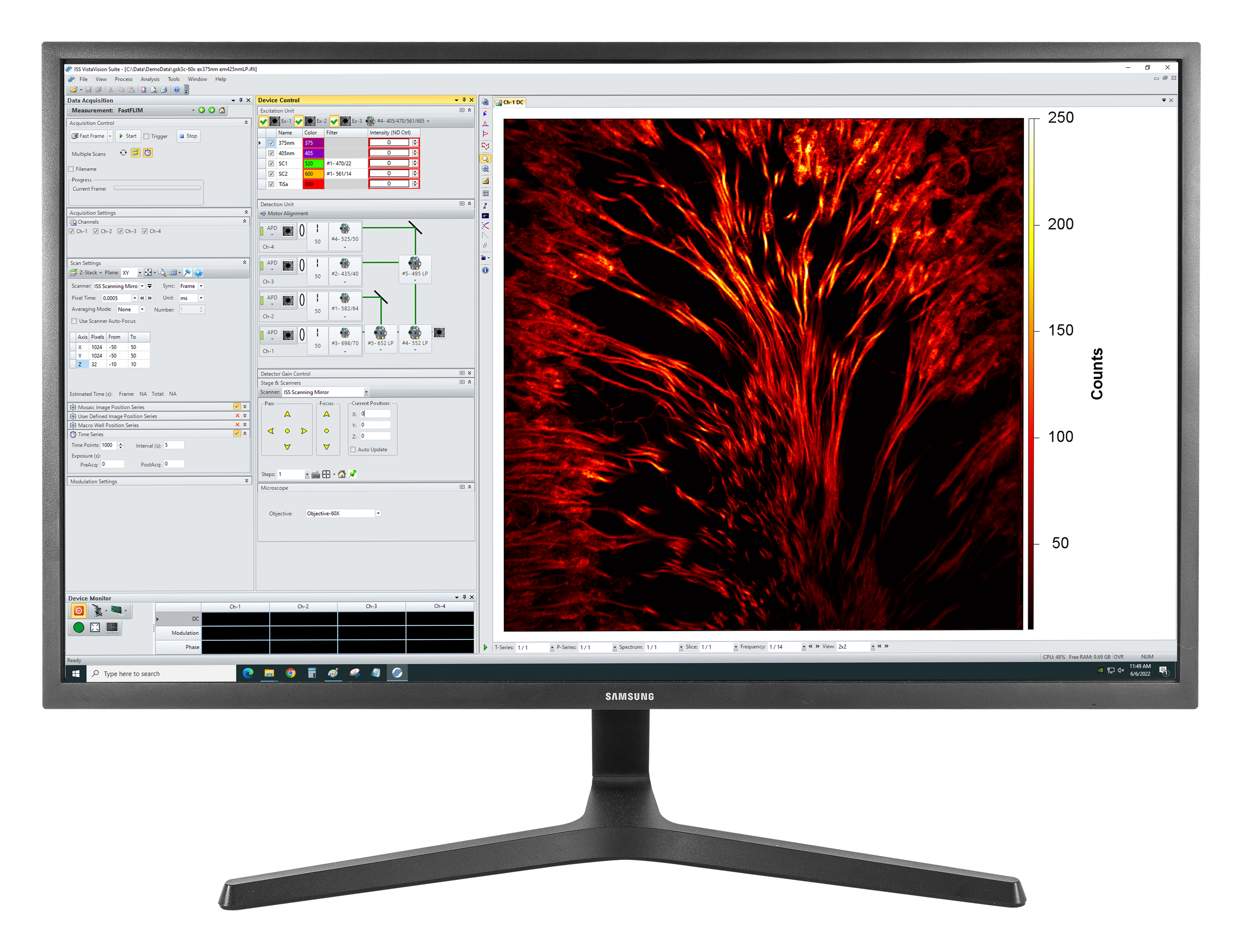 Screenshot of VistaVision working on the Q2 Modular Microscope